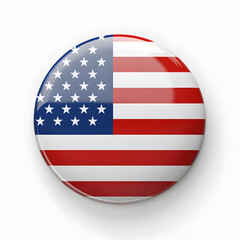 United States of America flag sphere isolated on white background. 3D rendering.