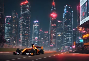 Poster formula car in night race ai generated © XMind