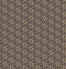 Geometric abstract vector hexagonal seamless background. Geometric modern brown and golden ornament. Seamless modern pattern
