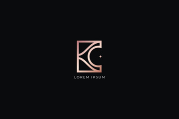 kc letter modern line style fashion brand luxury style design modern style creative golden wordmark design typography illustration, ck wordmark, kc logo