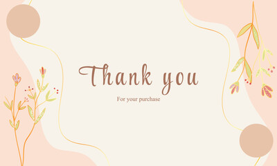 Obraz na płótnie Canvas printable thank you card with flower golden lines, abstract wave background design