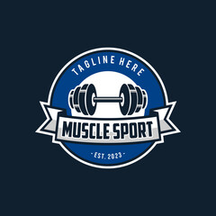 Gym logo emblems, fitness labels and design vector illustration