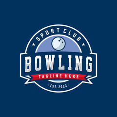 Bowling logo tournament badge logo design vector illustration