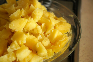 boiled and crushed boiled potatoes, boiled delicious potatoes,