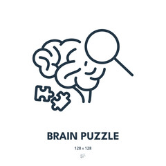 Brain Puzzle Icon. Brainstorm, Creativity, Think. Editable Stroke. Simple Vector Icon