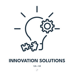 Innovation Solutions Icon. Solution, Creativity, Idea. Editable Stroke. Simple Vector Icon