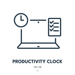 Productivity Clock Icon. Efficiency, Time, Performance. Editable Stroke. Simple Vector Icon