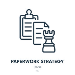 Paperwork Strategy Icon. Document, Documentation, File. Editable Stroke. Simple Vector Icon