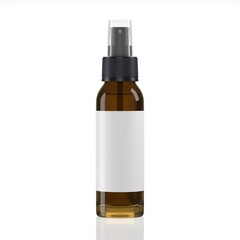 Brown Spray Bottle Mockup. Isolated On White. One Bottle. Blank Label. 3D Illustration