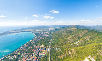 Gelendzhik, Russia. Panoramic view of the city and bay. Summer. Aerial view