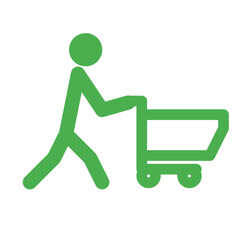 figure with shopping cart icon 