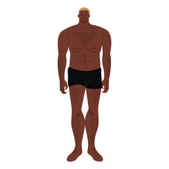 Man wearing boxer shorts standing flat illustration