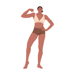 Fototapeta premium Woman flexing muscle flat illustration