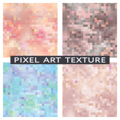 Pixel art seamless patterns. Mosaic texture for design. Vector set.