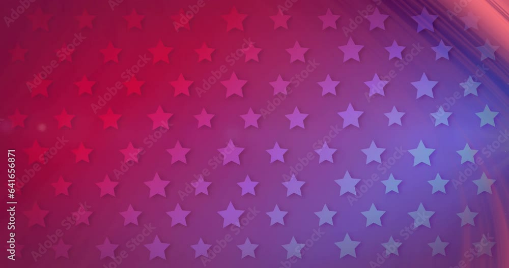 Poster animation of abstract pattern moving over colourful star shaped background