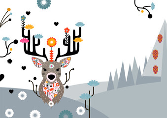 christmas card with deer