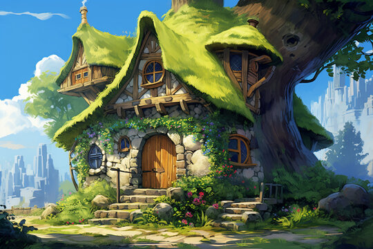 painted fairy forest house