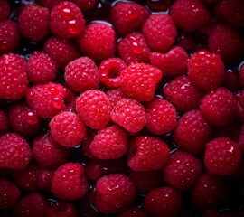 Top down view of fresh raspberries