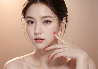 Fototapeta na wymiar AI korean cosmetic model (virtual girl)