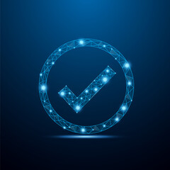Low poly Check Mark icon vector with futuristic concept. Quality check low poly wire-frame design © ReotPixel