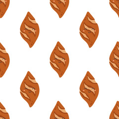 vector seamless pattern with cartoon french wheat bread