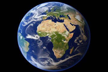 Full Earth planet against dark background, focused on Africa.