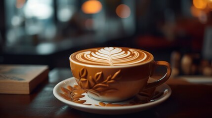 Fototapeta premium Cappuccino from specialty coffee beans, latte art
