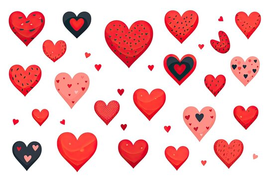 set of red simple heart on white background illustration