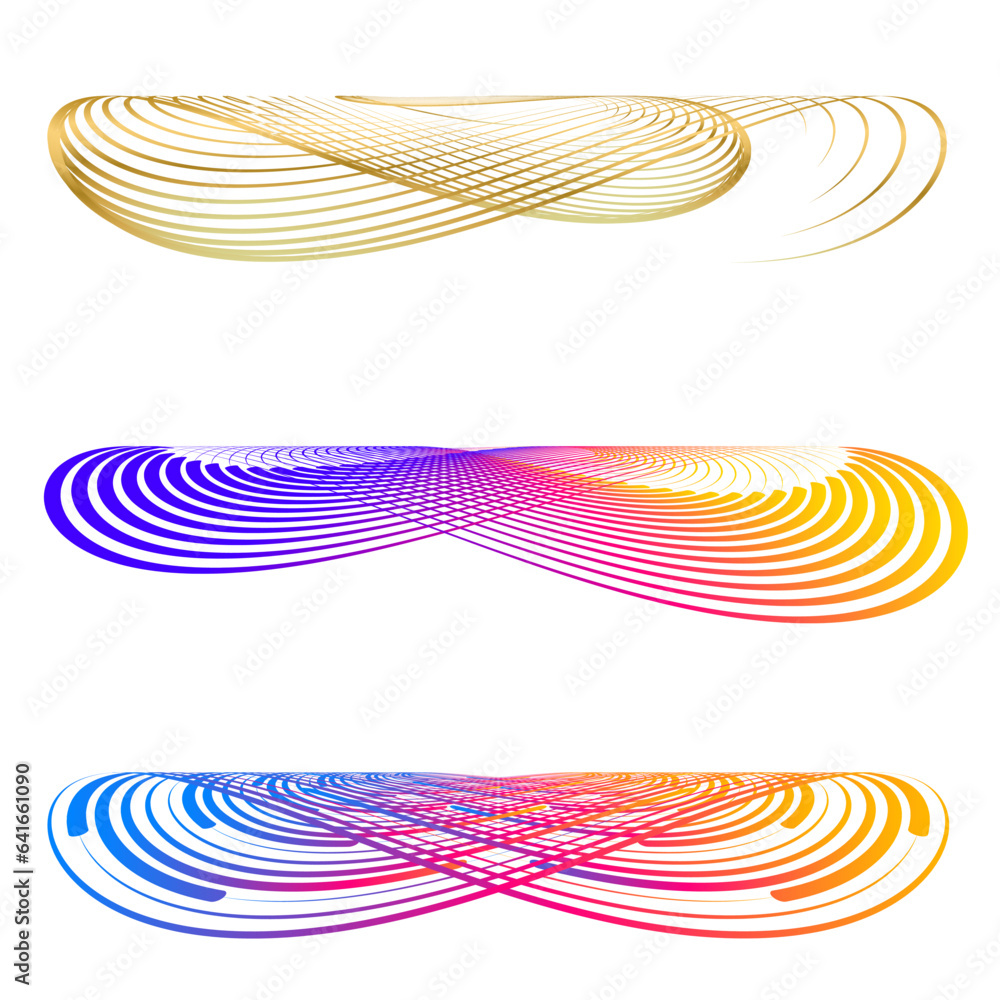 Poster set design element circle. isolated bold vector colors golden ring from. abstract glow wavy stripes 