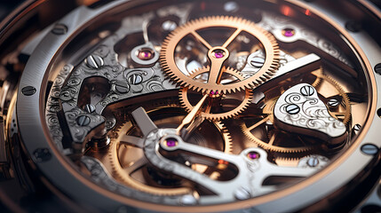 Fototapeta na wymiar Background of the gear mechanism inside the watch,