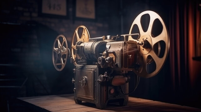 An old movie projector. Cinema concept. Generative Ai