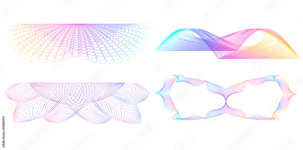 Poster set design element circle. isolated bold vector colors golden ring from. abstract glow wavy stripes 