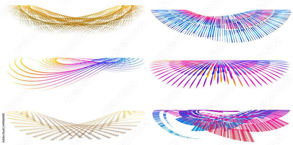 Poster set design element circle. isolated bold vector colors golden ring from. abstract glow wavy stripes 