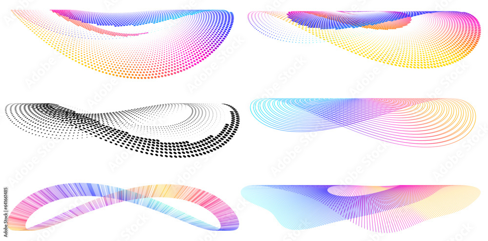 Poster set design element circle. isolated bold vector colors golden ring from. abstract glow wavy stripes 