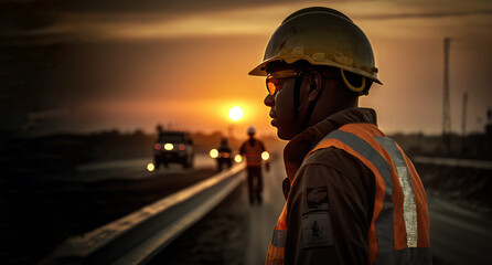 Obraz premium Engineers work planing on background