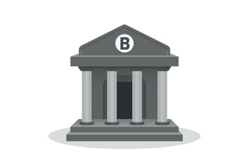 Bank building icon. 3d style vector illustration of bank with symbol.