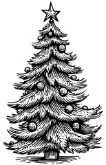 Christmas Tree Woodcut
