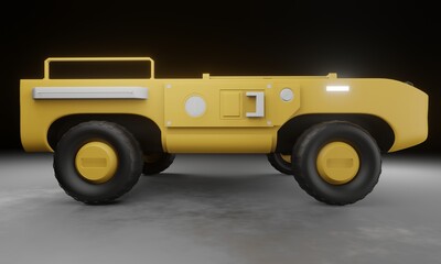 Yellow tractor heavy duty 3d rendering vehicle wallpaper background