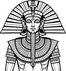 Vintage hand-drawn vector illustration of an ancient Egypt god in black and white, suitable for logo design. EPS-10