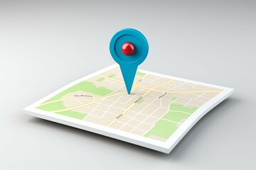 3D illustration of a white map pointer on a clean background
