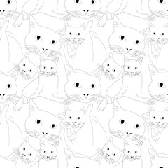 Seamless cat pattern. Funny cat background