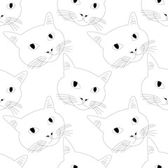 Seamless cat pattern. Funny cat background