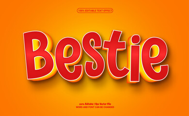 Bestie 3d editable premium vector text effect