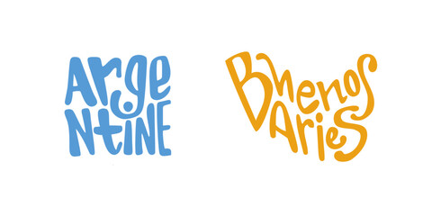 Buenos Aires. Argentina.. Names of world capitals. Design elements. lettering	