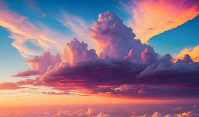 Fototapeta premium Sky and clouds with beautiful flashy colors, fantasy style. ai generated