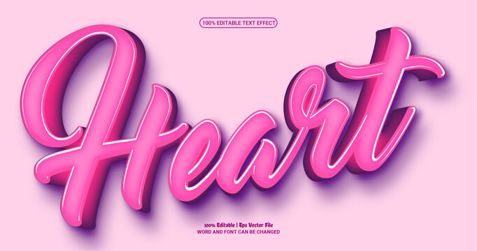 Heart 3d editable premium vector text effect