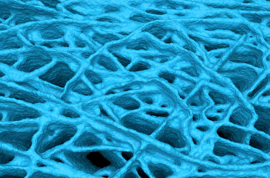 Artificial tissue growing with hyaluronic acid's help - isometric view 3d illustration