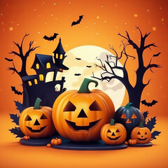 halloween background with pumpkins