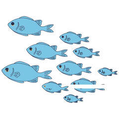 Shoal fish cartoon illustration