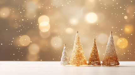 Fototapeta na wymiar Sparkling Christmas Tree Lights Merry Christmas Background, with copy space
